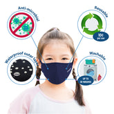 Face Mask - Lovercare Fabric Face Mask KIDS Navy size S 10pc (3-ply)